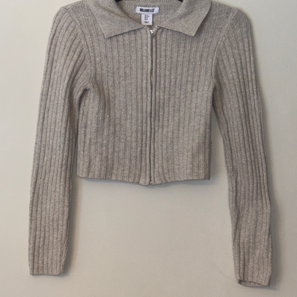 3 for $20 item William Rast Cream Ribbed Zip-Up Sweater